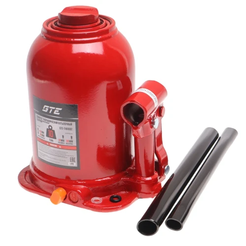 Домкрат бутылочный 10т 180-430мм 2-х штоковый GTE-TH81002 — фото 2