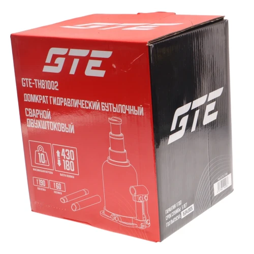 Домкрат бутылочный 10т 180-430мм 2-х штоковый GTE-TH81002 — фото 7
