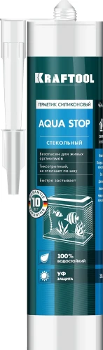 Стекольный силиконовый герметик, 300 мл, черный, KRAFTOOL Aqua stop 41256-4 — фото 1