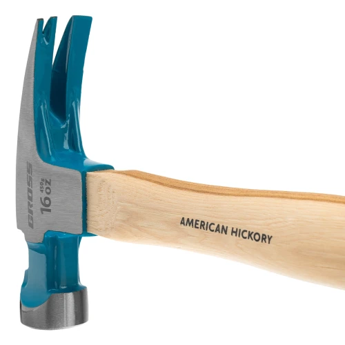 Молоток-гвоздодер, 450 г, угол 75, магнит, обрезиненная рукоятка American hickory GROSS 10418 — фото 5