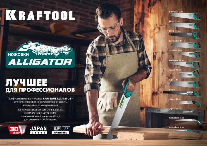 Ножовка для быстрого реза сырой древесины, 250 мм, KRAFTOOL Camp Fast 9 15218 — фото 7