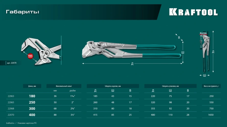 Клещи переставные-гаечный ключ, 400 мм, KRAFTOOL Vise-Wrench 22070 — фото 14