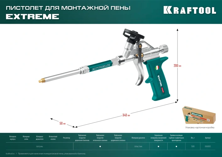 Полностью разборный обслуживаемый пистолет для монтажной пены, KRAFTOOL EXTREME 6800 — фото 12
