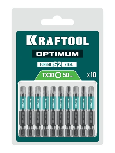 Биты, 50 мм, 10 шт, KRAFTOOL OPTIMUM TX 30 26126-30-50-10 — фото 2