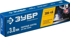 Электрод сварочный, Д 3.0 х 350 мм, 5 кг в коробке, ЗОК-46 рутил-целлюлозный, ЗУБР 40035-3.0