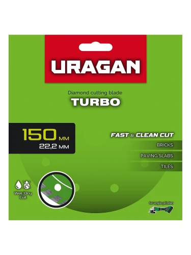 Диск алмазный отрезной сегментированный, TURBO 150 мм, URAGAN 36706-150 — фото 2