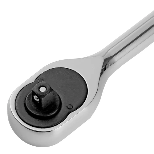 Ключ-трещотка 1/4", 45 зубьев, цельнометаллический, с быстрым сбросом, CrV, хром Сибртех 14014 — фото 6