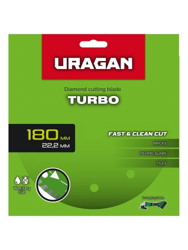 Диск алмазный отрезной сегментированный, TURBO 180 мм, URAGAN 36706-180 — фото 2