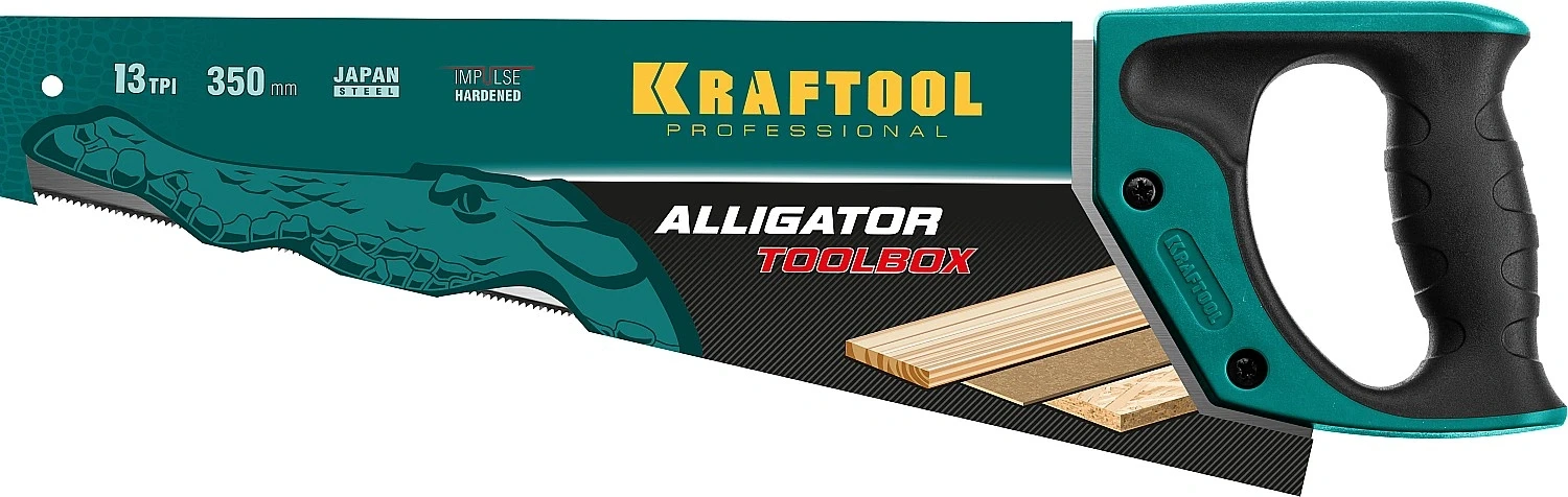 Ножовка по дереву, 350 мм, KRAFTOOL Alligator Toolbox 13 15227-35 — фото 2