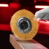 Щетка для УШМ, 150 мм, посадка 22.2 мм, плоская, латунированная витая проволока Matrix 74664 — фото 9