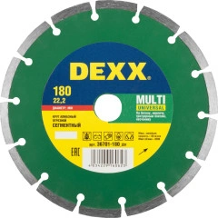 Сегментный алмазный диск, 180 мм, (22.2 мм, 7 х 2.2 мм), DEXX Multi Universal 36701-180_z01