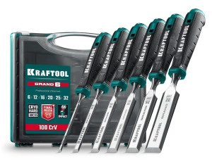 Набор стамесок-долот с двухкомпонентной рукояткой, 6 шт, GRAND-6 KRAFTOOL 1818-H6