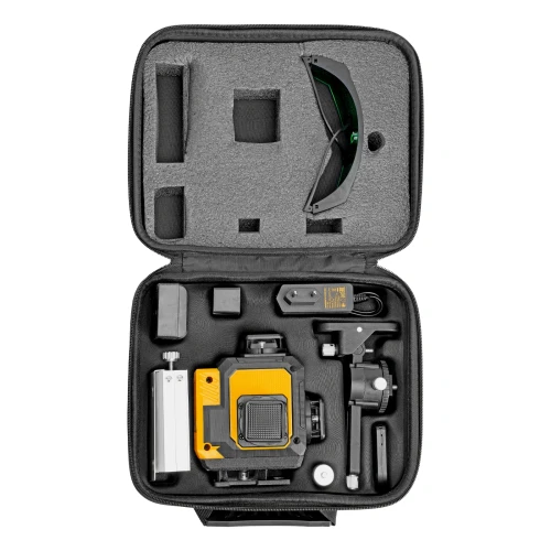 Лазерный уровень мультипризменный DLV-360-4C, 30 м, зеленый луч, Li-Ion 2,4 Aч, кейс Denzel 35081 — фото 3