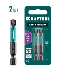 Биты, 50 мм, 2 шт, KRAFTOOL OPTIMUM PZ/FL 2 261241-2-50-2