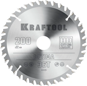 Пильный диск по дереву, 200 х 32 мм, 36Т, KRAFTOOL Optima 36951-200-32