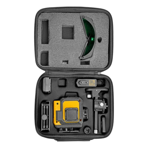 Лазерный уровень мультипризменный DLV-360-3T, 30 м, зеленый луч, Li-Ion 2,4 Aч, штатив Denzel 350805 — фото 3