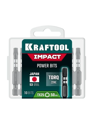 Ударные биты, 50 мм, 10 шт, KRAFTOOL Impact TX 25 26195-25-50-S10 — фото 2