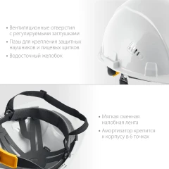 Защитная каска, белая, храповый механизм регулировки, универсальное крепление для наушников и щитков, ЗУБР ФОРТ 11094-2_z01