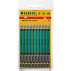 Биты, PH2, 100 мм, 10 шт, KRAFTOOL Optimum 26122-2-100-10