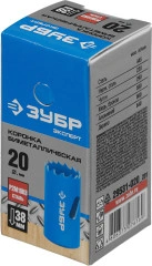 Сталь Р2М10К8, ЭКСПЕРТ-К8 20 мм биметаллическая коронка, ЗУБР 29531-020_z01