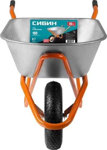 Строительная тачка, 90 л, 180 кг, одноколесная, пневматические колеса, СИБИН СТ-12 39904_z01 — фото 2