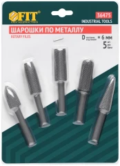 Шарошки стальные по металлу, 5 шт. FIT 36475