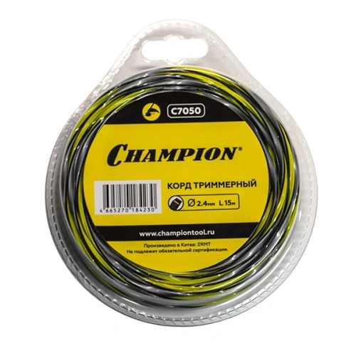 Леска для триммера Tornado 2.4мм* 15м (витой квадрат) Champion C7050 — фото 1
