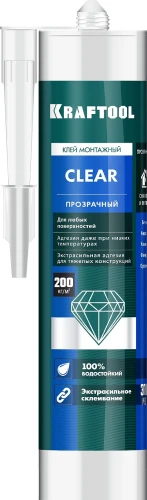 Суперсильный монтажный клей, 310мл, прозрачный, KRAFTOOL CLEAR 41342 — фото 1