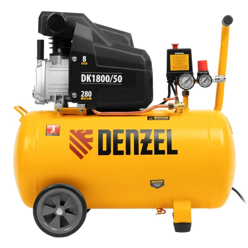 Компрессор воздушный DK1800/50, Х-PRO 1.8 кВт, 280л/мин, 50л Denzel 58068 — фото 6