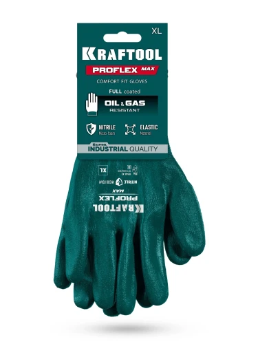 ProFlex Max, XL (10), полный облив, эластичные перчатки, вспененное нитриловое покрытие, 15 класс KRAFTOOL 11240-XL — фото 2