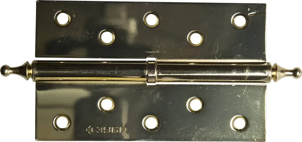 Карточная петля, 125 х 75 х 2.5 мм, разъемная, левая, цвет латунь (PB), 2 шт, ЗУБР 37605-125-1L — фото 1