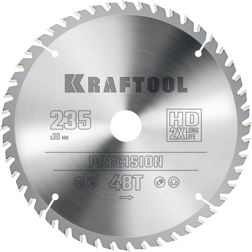 Пильный диск по дереву, 235 х 30 мм, 48Т, KRAFTOOL Precision 36952-235-30 — фото 1