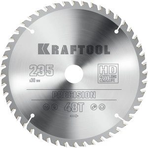 Пильный диск по дереву, 235 х 30 мм, 48Т, KRAFTOOL Precision 36952-235-30
