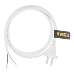 Шнур сетевой Energy Series, ПВС, 1,5 м, 2 x 1 мм, с неразборной вилкой, белый, Denzel 37660