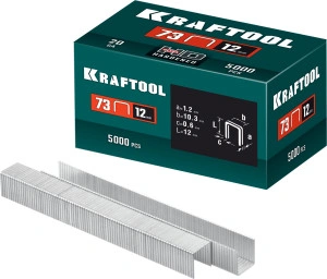 Скобы тип 73, 12 мм, калибр 20GA. 5000 шт, KRAFTOOL 31773-12