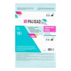 Пакеты для мусора 240 л x 10 шт., ПВД особопрочные черные, длинный ролик, Home Palisad PALISAD Home 927305