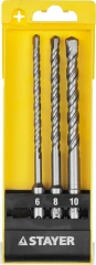 Набор SDS-plus буров, 3 шт: 6 x 160, 8 x 160, 10 x 160 мм, STAYER 29250-H3