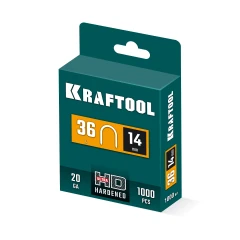 Скобы тип 36 (L), 14 мм, калибр 20GA. 1000 шт, KRAFTOOL 31636-14