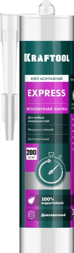 Монтажный клей экспресс хватка, 310мл прозрачный, KRAFTOOL EXPRESS 41347 — фото 1