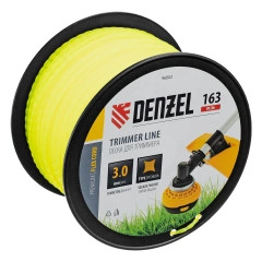 Леска для триммера витой квадрат, 3,0мм х 163м, на DIN катушке FLEX CORD Denzel 96802