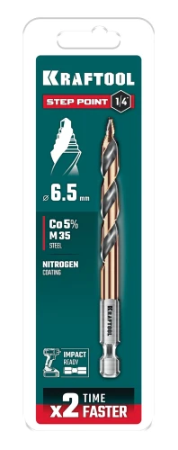 D 6.5 х 107 мм, сверло по металлу для винтовёртов и шуруповертов IMPACT READY, KRAFTOOL STEP POINT 29653-6.5 — фото 2