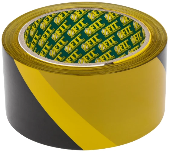 Лента сигнальная (черно-желтая) 50 мм х 100 м FIT 11855 — фото 1
