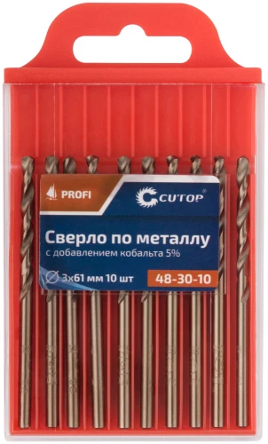 Сверло по металлу Profi с кобальтом 5%, 3 x 61 мм (10 шт) CUTOP 48-30-10 — фото 3