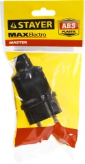 Прямая вилка, черная, 16 А/220 В, 1300 Вт, STAYER MAXElectro 55160-B
