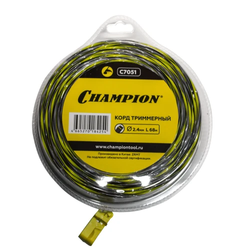 Леска для триммера Tornado 2.4мм* 68м (витой квадрат) Champion C7051 — фото 1