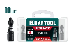 Ударные биты, 25 мм, 10 шт, KRAFTOOL Impact PH 2 26191-2-25-S10