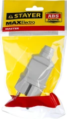 Прямая вилка, белая, 16 А/220 В, 1300 Вт, STAYER MAXElectro 55160-W
