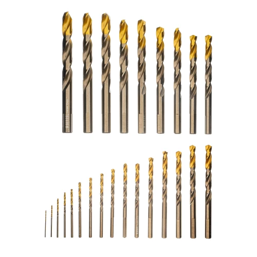 Набор сверл по металлу, 1-13 мм, Р6М5К8-TiN, Golden Tip, 25 шт Denzel 723010 — фото 3