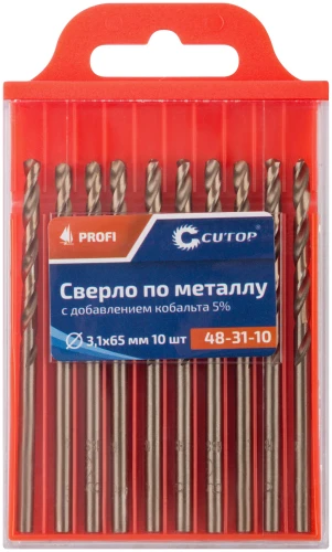 Сверло по металлу Profi с кобальтом 5%, 3,1 x 65 мм (10 шт) CUTOP 48-31-10 — фото 3