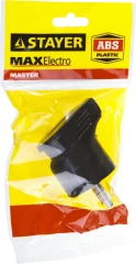 Угловая вилка, черная, 16 А/220 В, 1300 Вт, STAYER MAXElectro 55161-B